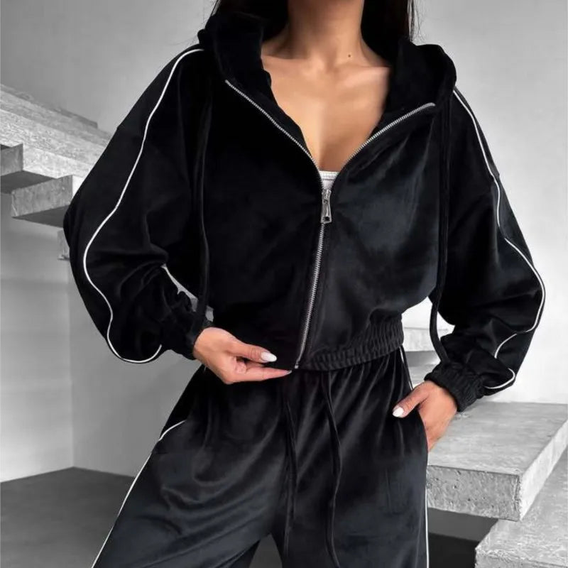 Women's Velvet Two-Piece Athleisure Set
