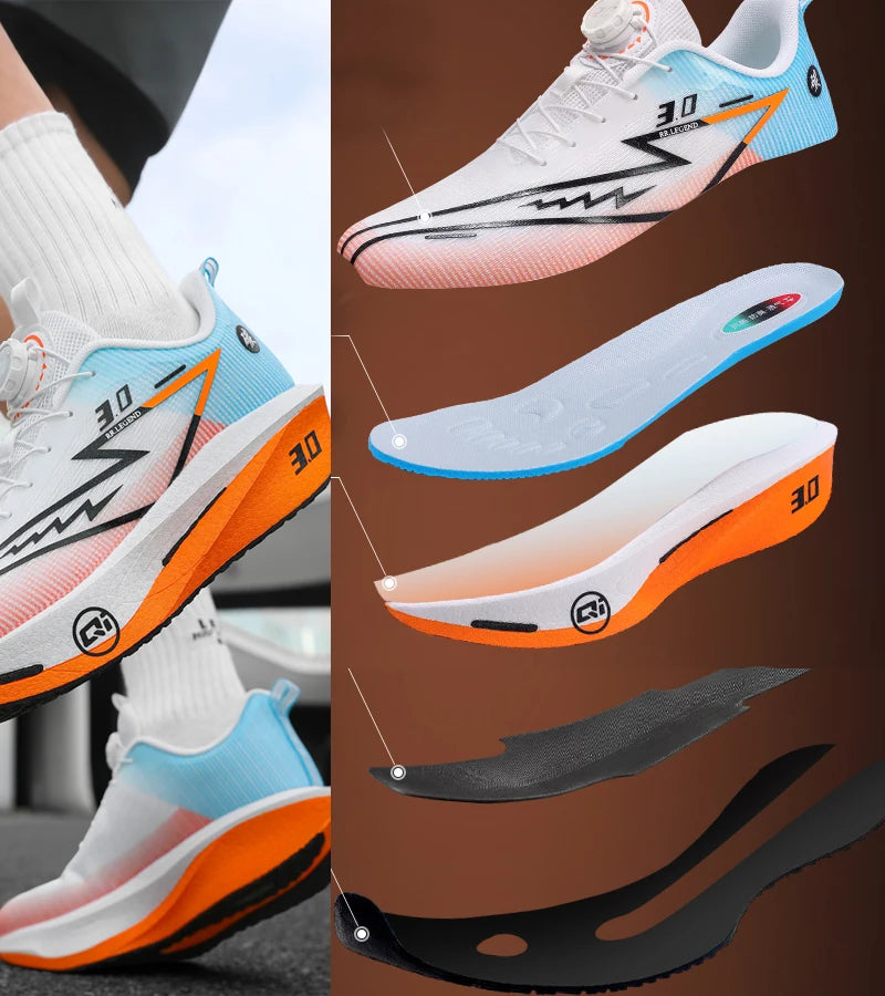 Men's Carbon Plate Running Shoes Sneakers Road Racing Shock-Absorbing Marathon Racing Athletics Training Sports Shoes for Women
